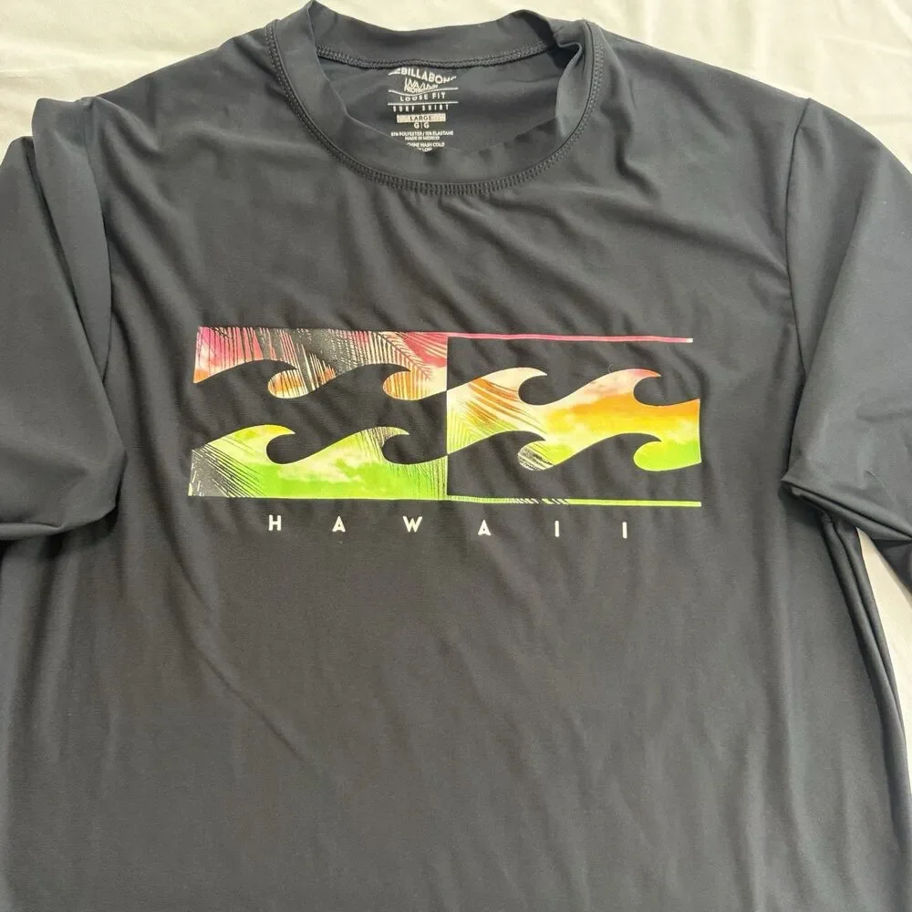 Billabong Loose Fit Surf Shirt Men’s Large Long Sleeve Rash Guard Hawaii 50+UPF